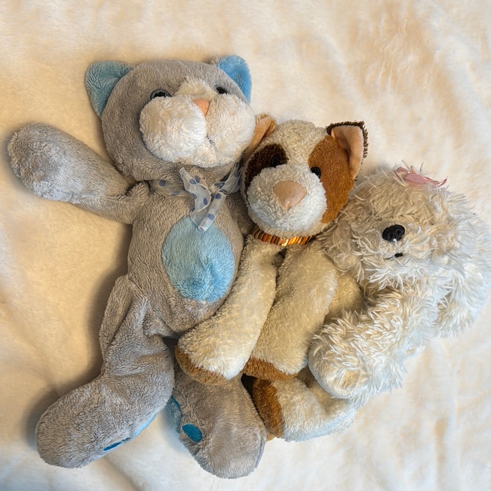 3 for $10 Adorable Plush Toy Trio - Gray, Brown, and White